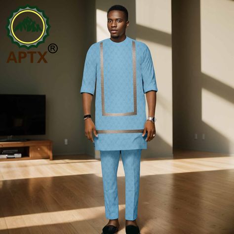 African Men Suits Dashiki Bazin Riche Attire Embroidery Shirt Pants Set Traditional Wedding Party Dress 2416091 - AliExpress 200000532 Dashiki For Men, African Suit, African Wedding Attire, African Attire For Men, Latest African Men Fashion, Embroidery Shirt, Dress Suits For Men, Shirt Pant Set, Wedding Party Dress