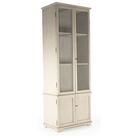 A modern take on French Country classic, Tall Cream French Country Cabinet - wire mesh doors French Country Cabinet, Wire Mesh Doors, French Country Cabinets, French Country Rug, Mesh Doors, Wood Cabinet Doors, Folk Victorian, French Country Bathroom, French Country Furniture