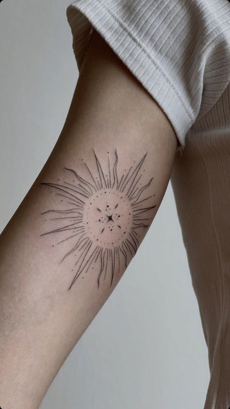 Sun Tattoo Vintage, Ornate Sun Tattoo, Ornamental Sun Tattoo, Sun Tattoo, Vintage Tattoo, Compass Tattoo, Tattoo Ideas, Sun, Tattoos