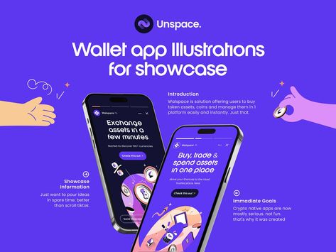 Coin Wallet App - Case Study? by Muhammad Sauqi Arif for Unspace on Dribbble Case Study Design, 포트폴리오 레이아웃, Ui Ux 디자인, Mobile App Design Inspiration, Content Design, App Design Inspiration, Website Design Layout, Social Post, Motion Graphics Design