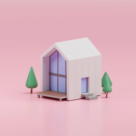 Blender 3d Building, House 3d Illustration, 3d House Illustration, Blender 3d House, Isometric House Illustration, House Design Illustration, Modern House Illustration, Real Estate Illustration, Simple Modern House