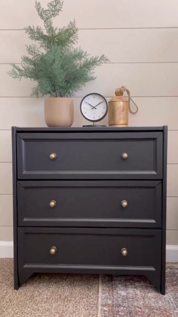 DIY - IKEA Hack on Instagram: "@ourblissfulnest shared how she turned an IKEA Rast Chest Drawer into a stunning Pottery Barn dupe that looks like the popular Harmon Metal Nightstand. Not only does this IKEA hack look great, but it’s also easy to do. For more ideas and inspiration be sure to check out the @ourblissfulnest . . . #diy #diyhomedecor #dıy #diyideas #diycrafts #ikea #ikeahack #ikeahacks #ikeadiy #home #homedecor #decoration #deco #doityourself #selfmade #homeinspo #inspo inspiration Ikea Koppang Dresser As Nightstand, Ikea 3 Drawer Dresser Hacks, Rast 3 Drawer Chest Hack, Rast Nightstand Hack, Koppang Dresser Hack, Ikea Bedside Table Hack, Ikea Chest Of Drawers Hack, Ikea Rast Hack Nightstand, Dresser Nightstand Ideas