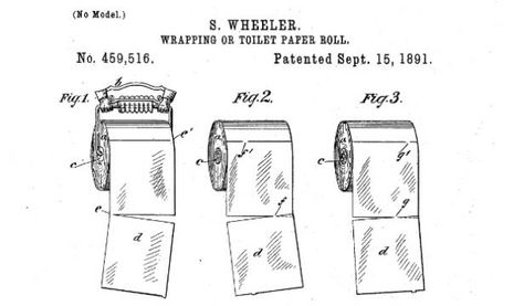 Do you hang your toilet paper over or under the roll? Despite a recently publicized 1891 patent, this TP Defender says you're doing it wrong. Toilet Paper Patent, Toilet Paper Origami, Organizational Tips, Toilet Art, Perforated Paper, Patent Drawing, House Museum, Toilet Paper Roll, Toilet Roll