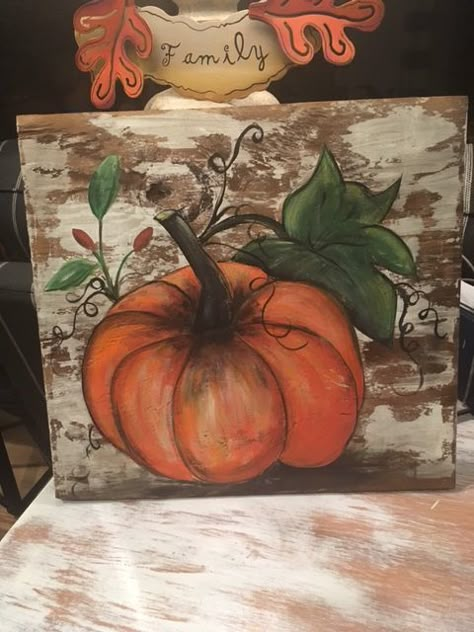 Pumpkin Signs Wooden Painted Diy, Acrylic Painting Pumpkins Fall, Fall Pumpkin Paintings On Wood, Pumpkin Patch Canvas Painting, Pumpkin Canvas Painting, Pumpkin Patch Acrylic Painting, Autumn Art Print, Pumpkin Canvas, Class Art Projects