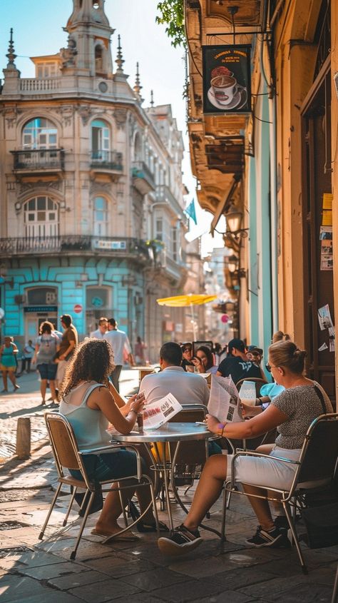 Sure! Here is the text with relevant hashtags:
"Café #StreetScene: #People enjoying a #sunny day at a street café in a vibrant #European city, reading and chatting. #café #street #people #europe #sunny #aiart #aiphoto #stockcake ⬇️ Download and 📝 Prompt 👉 https://stockcake.com/i/caf-street-scene_1058890_348426" City Street Photography People, People At Cafe, European Coffee Shop, Wilderness Painting, European Streets, Pavilion Ideas, Stock Photos People, Street Restaurant, Cafe Scene