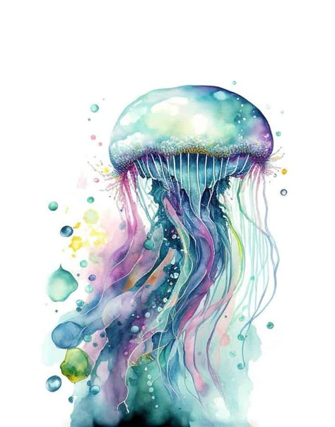 Jellyfish watercolor art