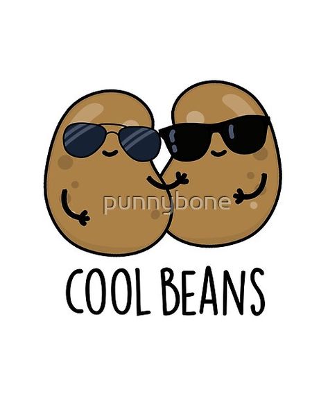 Cool Beans Cute Veggie Legume Pun features a cute pair of beans looking really cool in their sunglasses. Perfect pun gift for family and friends who love cute food bean puns. Bean Drawing Cute, Paint Activities For Kids, Bean Puns, Doodles Food, Work Puns, T Shirt Projects, Paint Activities, Veggie Puns, Kitchen Classroom