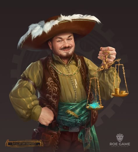 Dnd Merchant Art, Fantasy Shopkeeper, Shady Merchant, Dnd Merchant, Merchant Character Design, Fantasy Merchant, Werewolf Games, Steampunk Characters, Dnd Npc