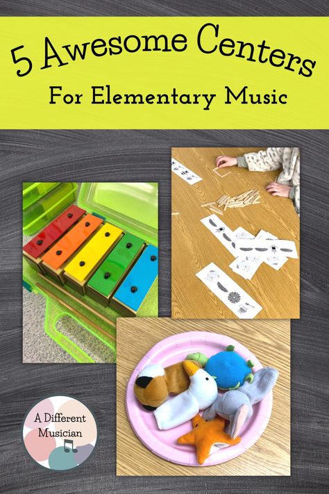 Awesome Centers for Elementary Music Kindergarten Music Centers, Music Class Centers, Elementary Music Classroom Centers, Elementary Music Classroom Lesson Plans, Elementary Music Stations, First Grade Music Lessons, Special Education Music Activities, Music Lessons For Kindergarten, Kindergarten Music Activities