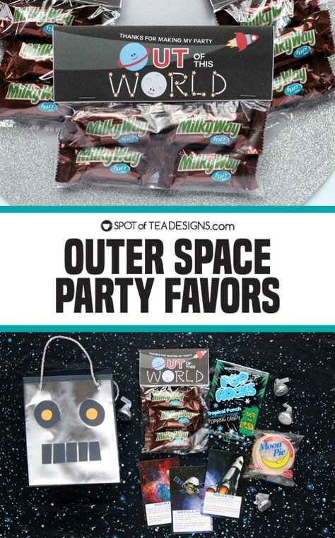 Space Themed Favors, Space Favors Ideas, Space Birthday Favors, Space Themed Birthday Party Favors, Two The Moon Party Favors, Space Birthday Party Favors, Space Theme Party Favors, Outer Space Party Favors, Space Party Food