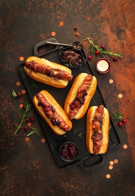 Hot Dogs Photography, Hot Dog Photography, Asda Recipes, Bacon Hot Dogs, Grill House, Hot Dog Rolls, Emmental Cheese, Cooking Icon, Roast Fish