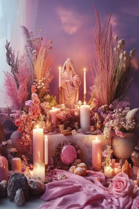 How to Connect with Angels & Spirit Guides. Box Altar Ideas, Witch Shrine, Witch Altar Inspiration, Altars Ideas, Connecting With Spirit, Altar Items, Meditation Table, Alter Ideas, Wicca Altar