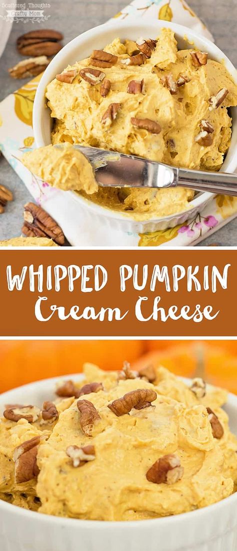 This Whipped Pumpkin Cream Cheese Recipe has all the flavors of fall and is the perfect topping for bagels, waffles and so much more! Cream Cheese Spread Recipes, Cheese Spread Recipes, Flavored Cream Cheeses, Whipped Pumpkin, Cream Cheese Recipe, Pumpkin Cream Cheese, Postre Keto, Bagel Cream Cheese, Cream Cheese Dips