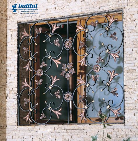 Iron Window Grill, Modern Window Grill, Window Grill Design Modern, Iron Front Door, Window Bars, Wrought Iron Design, Grill Door Design, Wrought Iron Decor, Iron Windows