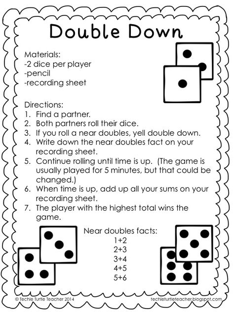 Freebie - Double Down game to practice adding near doubles or doubles plus 1 Doubles Plus 1, Near Doubles, Math Doubles, Doubles Addition, Doubles Facts, Math Fact Fluency, People Reading, Math Number Sense, Math Intervention