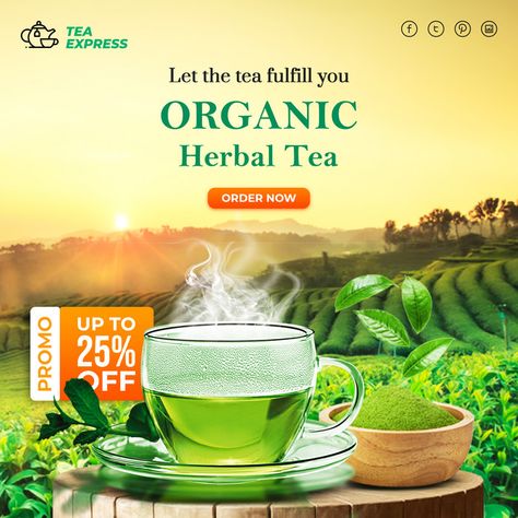 Organic Green Tea Social Media Instagram Poste template Design#pikbest#templates Tea Post Instagram, Herbal Tea Label Design, Green Tea Creative Ads, Tea Creative Post, Green Social Media Design, Tea Social Media Design, Tea Banner Design, Organic Product Design, Tea Social Media Post