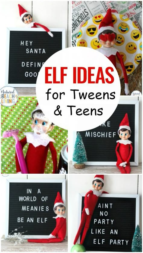 Elf on the Shelf Ideas for Teens and Tweens, If you have older kids you want to continue the family tradition in a way your teens can enjoy. These Elf on the Shelf ideas will be loved by your toddlers too. Whether your funny little elf on the shelf hangs out in the bathroom or leaves notes on the letter board, your whole family will love it. #elf #elfie #elfontheshelf #elfontheshelfideas Elf Food Ideas, Elf On The Shelf Activities, Elf Food, Elf Printables, Food Ideas Easy, Easy Elf On The Shelf, Easy Elf, Elf Kit, Awesome Elf On The Shelf Ideas