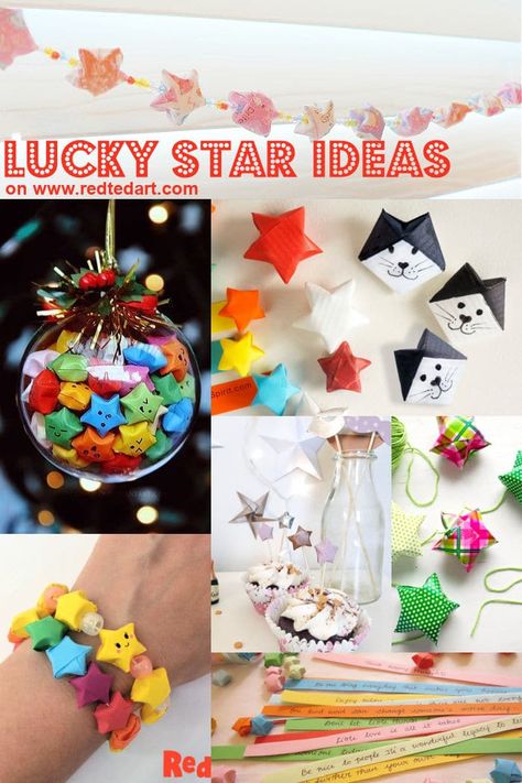 Easy Origami Lucky Stars - Craft Ideas - Red Ted Art - Easy Paper Crafts Lucky Star Crafts, What To Do With Origami Stars, Craft Ideas Origami, Paper Star Craft Ideas, Origami Star Crafts, Origami Lucky Stars Ideas, What To Do With Paper Stars, Mini Paper Stars, Oragami Ideas Easy For Kids