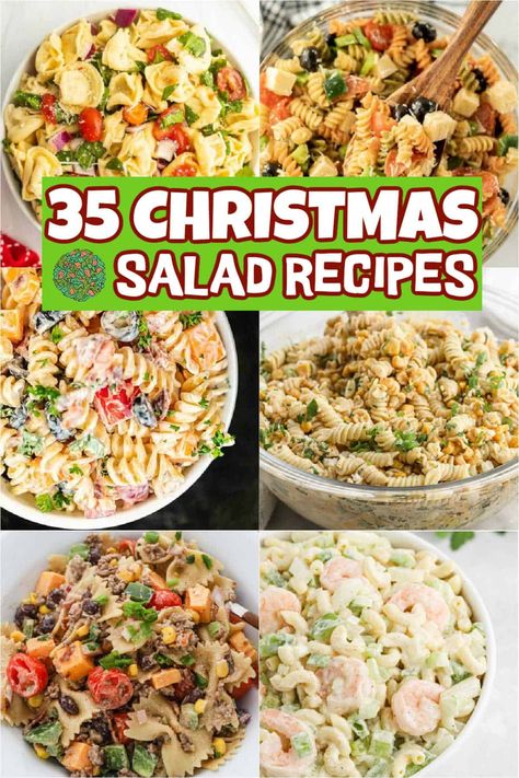 Best Tossed Salad Recipes, Large Salad Recipes, Toss Salad Recipes, Holiday Pasta Salad, Xmas Salads Recipes, Christmas Salads Recipes Holidays Simple, Christmas Salads Recipes Holidays, Christmas Pasta Salad, Salad Recipes Holidays