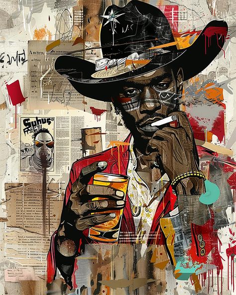 🚨 New Design Alert! 🚨 Introducing “The Black Cowboy” - the first addition to our collection of AI-generated images. This designs in this collection showcases raw, graffiti, edgy pop art style, cartoony - celebrating the black men of the old west cowboy era. 🤠✨ 🛒 Available now on tee shirts! Fine Art prints and Instant Download Poster Art are coming soon, so stay tuned! Shop now at my Etsy shop, link in bio! 💥 #NewDesign #TheBlackCowboy #PopArt #GraffitiStyle #OldWest #BlackCowboys #AIArt ... Black Excellence Art, Edgy Art Aesthetic, Black 80s Aesthetic, Black Cowboy Art, Black Culture Art, Old West Cowboy, Black West, Edgy Art, Africa Art Design