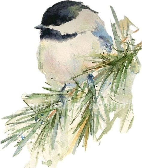 Watercolor Chickadee Tutorial, Winter Animal Watercolor, Christmas Painting Activities, Watercolor Cute Animals, Winter Birds Painting, Louisiana Birds, Watercolor Art Birds, Winter Painting Ideas, Bird Art Painting