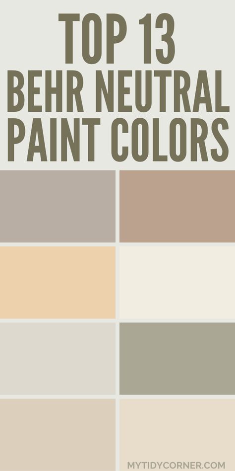 Collage of popular neutral paint colors by Behr. Behr Plateau Paint Color, Behr Paint Beige Colors, Tan Behr Paint Colors, Behr Paint Inspiration, Behr Neutral Paint Colors Bedroom, Neutral Gold Paint Colors, Home Office Paint Colors Behr, Sculptors Clay Behr Color Palettes, Waiting Room Paint Colors