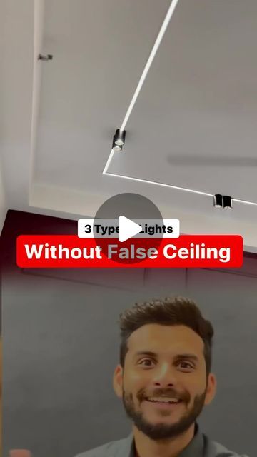 Auspicious Aura Designs by Sonam Choudhury on Instagram: "Don’t want to do false celing? Use these lights and avoid doing false ceiling .  1- Surface panel light 2- Surface COB/ surface downlight 3- Surface profile light ( Use black colour , Don’t use silver ) #auspiciousauradesigns by SC" Wooden Down Ceiling Design, No False Ceiling Ideas, Duplex False Ceiling Design, Profile Lights Without False Ceiling, Profile Lights In Ceiling Design Bedroom, Profile Light Without False Ceiling, Reverse Cove False Ceiling, Profile Light Design Ceiling, Pop For Bedroom Ceiling