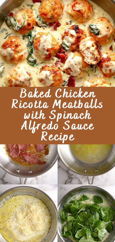 Baked Chicken Ricotta Meatballs with Spinach Alfredo Sauce Recipe: A Fusion of Flavors If you’re seeking a delightful culinary adventure that marries the savory richness of meatballs with the creamy elegance of Alfredo sauce, look no further than Baked Chicken Ricotta Meatballs with Spinach Alfredo Sauce. This mouthwatering dish brings together tender chicken, creamy ricotta, […] The post Baked Chicken Ricotta Meatballs with Spinach Alfredo Sauce Recipe appeared first on Cheff Rec... Chicken Ricotta Meatballs In Creamy Spinach Alfredo Sauce, Chicken Ricotta Meatballs With Alfredo Sauce, Baked Chicken And Ricotta Meatballs With Broccolini, Meatball White Sauce Recipes, Baked Chicken Ricotta Meatballs With Spinach Alfredo Sauce, Things To Make With Alfredo Sauce, Chicken Ricotta Meatballs Recipe, Baked Chicken Ricotta Meatballs With Spinach Alfredo Sauce Pasta, Chicken Ricotta Meatballs With Spinach Alfredo Sauce