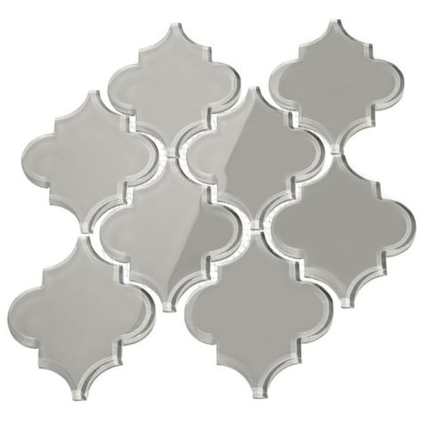 Giorbello Arabesque Waterjet Glass Tile Light Gray G9137 | BELK Tile Teal Glass Tile, Glass Arabesque Tile, Water Jet Tile, 1920 Kitchen, Backsplash Decor, Arabesque Tile, Herringbone Backsplash, Traditional Tile, Glass Backsplash