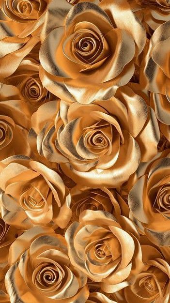 Roses And Gold Aesthetic, Gold Flowers Aesthetic, Golden Flowers Aesthetic, Latina Art, Golden Roses, Black And Gold Aesthetic, Polymer Clay Patterns, Dynamic Wallpaper, Ros Gold