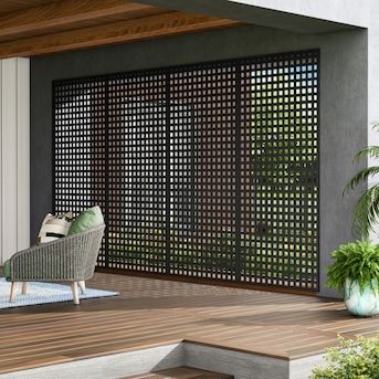 Style Selections 1/4-in x 48-in x 8-ft Black Vinyl Privacy Lattice in the Lattice & Accessories department at Lowes.com Privacy Lattice, Vinyl Lattice Panels, Plastic Lattice, Lattice Panels, Patio Privacy, Lattice Fence, Privacy Screen Outdoor, Privacy Panels, Outdoor Privacy