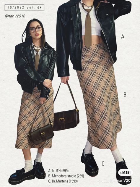 Retro Skirt Outfits 90s, Outfit Ideas 90s Style Vintage, 90s Fashion Skirt Outfit, 90s Teacher Fashion, Ootd 90s Hijab, Checkered Midi Skirt Outfit, School Of Rock Outfits, Long Vintage Skirt Outfits, 90s Outfit Skirt