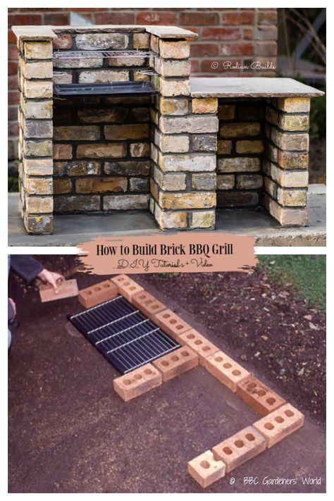 Diy Bbq Area, Build A Bbq, Brick Built Bbq, Bbq Grill Diy, Outdoor Grill Diy, Grill Diy, Backyard Bbq Pit, Diy Barbecue, Brick Grill