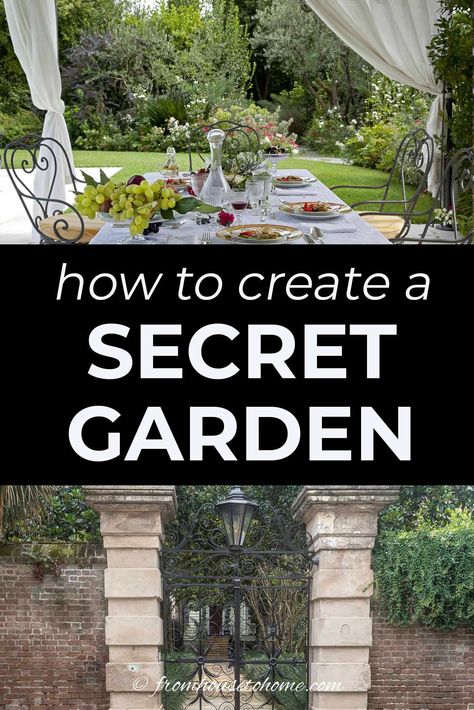 I love these secret garden design ideas. I have always wanted to do something like this in my backyard. Now I have some inspiration for my landscape! #fromhousetohome #secretgarden #gardening #gardenideas  #outdoorlivingspace #patiosanddecks Secret Garden Door, Charleston Gardens, Backyard Shade, Backyard Plan, Hidden Garden, Garden Walkway, Most Beautiful Gardens, Garden Cottage, Beautiful Backyards