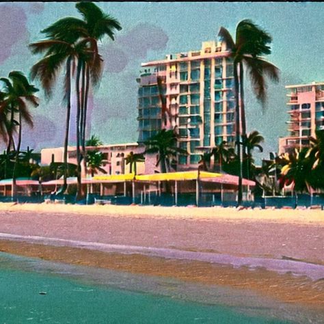 80s Vacation Aesthetic, Old Money Miami, 80s Tropical Aesthetic, Miami Art Deco Aesthetic, Miami In The 80s, 1980s Miami Aesthetic, 80s Beach Aesthetic, Miami 80s Aesthetic, 80s Miami Aesthetic