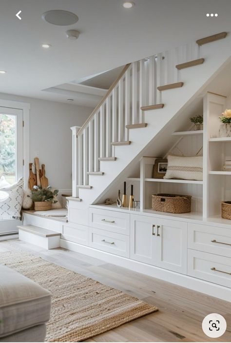 Stairs With Built In Storage, Under Cabinet Shelving, Built In Shelves Under Stairs, Built In Under Stairs, Cabinet Under The Stairs, Under Stairs Shelving, Under Stair Closet, Built In Storage Ideas, Built In Storage Wall