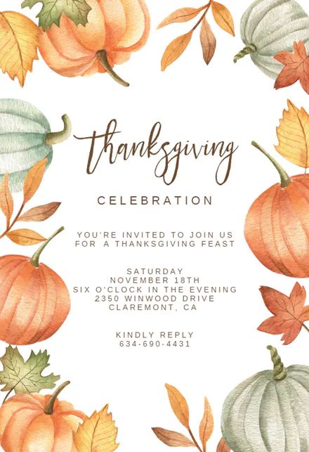 Pumpkins & leaves wreath - Thanksgiving Invitation Template (Free) | Greetings Island Thanksgiving Dinner Invitations Free Printable, Thanksgiving Party Invitations, Thanksgiving Invitation Template Free, Thanksgiving Invite Wording, Free Invite Template, Friendsgiving Invitations Template, Thanksgiving Invitation Ideas, Thanksgiving Menu Printable, Fun Thanksgiving Ideas