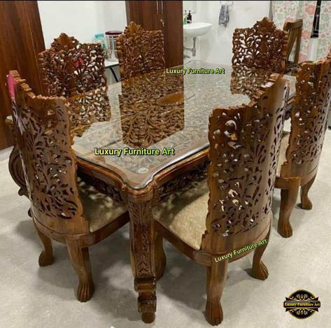 Dining Table Design Wooden, Table Design Wooden, Latest Dining Table Designs, Latest Dining Table, Walnut Wood Furniture, Antique Furniture Living Room, Antique Dining Table, Bedroom Set Designs, Wooden Dining Table Designs