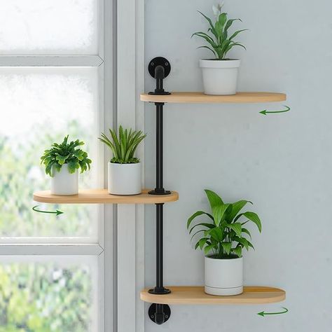 Amazon.com: Window Rotating Plant Shelf - 3-Tier Wooden Indoor Plant Stand, 16 inches for Optimal Light Exposure, Wooden Window Shelf for Small Spaces - Ideal for Growing Herbs, Flower Pot Organizer and Storage : Patio, Lawn & Garden Plant Stand Behind Couch, Indoor Plants Decor Small Space, Cute Plant Decor For Bedrooms, Plant Stand For Small Spaces, Kitchen Window Succulents, Window Curtain Shelf, Shelf For Small Space, Mcm Plant Shelf, Inside Window Plant Shelf