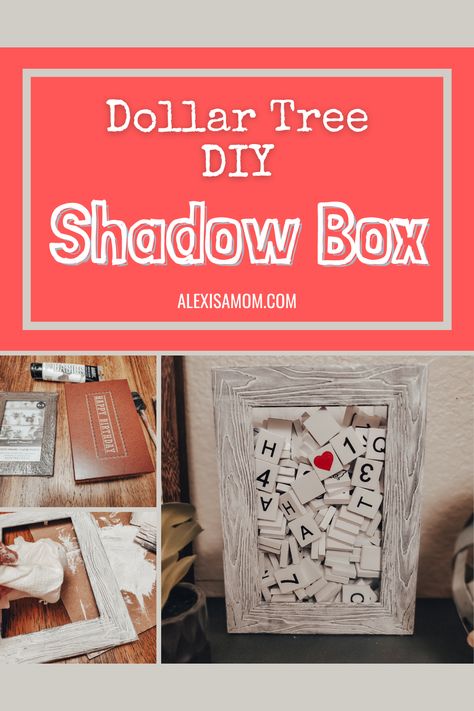 Looking for a simple and cheap shadow box to customize to your style? Check out this Dollar Tree DIY shadow box cost $2 to make using some of my standard crafting supplies from home. #diyhomedecor #farmhouseinspired #dollartreediy #dollarstorecraft #budgetcrafts #dollartreecrafts #storageideas Build A Shadow Box Diy, Unique Shadow Box Ideas, Diy Shadow Box Shelves, Easy Diy Shadow Box Picture Frames, Diy Memorial Shadow Box Ideas, Shadow Box Ideas For Mom, Make Shadow Box Diy, Dollar Store Shadow Box Diy, Shadow Box Frames Ideas Creative