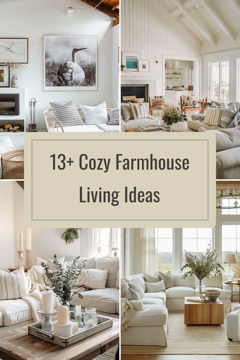 Looking for cozy and stylish modern farmhouse living room ideas? Explore Scandinavian accents, chic decor, and a cozy ambiance for your home. Blend contemporary elegance with rustic charm for a welcoming space. Modern Farmhouse Neutral Living Room, Sitting Room Ideas Cozy Farmhouse, Light Grey Farmhouse Living Room, Cozy Farmhouse Family Room, Country Chic Living Room Ideas, Cottage Family Room Ideas, Light Farmhouse Living Room, Farmhouse Sofas For The Living Room, Modern Farmhouse Living Room Lighting