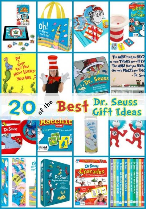 20 Best Dr. Seuss Gift Ideas: 20 Best Dr. Seuss Gift Ideas: We’ve rounded up our list of the 20 Best Dr. Seuss Gift Ideas if you’ve got a little Dr. Seuss fan in your life and are looking for Seuss inspired gift ideas. Classy Mommy Dr Seuss Game, Dr Seuss Gifts, Dr Seuss Crafts, Seuss Crafts, Dr Seuss Day, Family Projects, Chalkboard Ideas, Educational Activities For Kids, Dr Suess