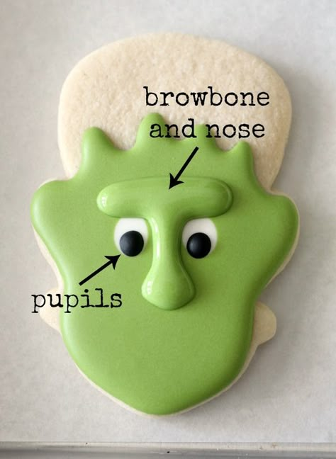 Frankenstein Cookies Royal Icing, Frankenstein Decorated Cookies, Funny Frankenstein, Frankenstein Cookies, Monster Halloween Cookies, Monster Cookies Halloween, Frankenstein Cookie, Halloween Monster Mash Cookies, Cookie Halloween