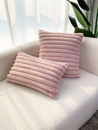 White Bed Pink Pillows, Aesthetic Pillows For Bed, Pink Pillows Aesthetic, Pastel Pink Pillows, Pale Pink Throw Pillows, Pink Room Accessories Bedrooms, Room Decor Cool Vibe, Cute Cozy Pillows, Danish Pastel Pillow