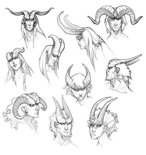 Horns Drawing References, Tiefling Horns, Horns Reference, Animal Drawing Tutorial, Anatomy Base, Horn Designs, Hair Horns, Dnd Character Inspiration, Dungeons And Dragons Races