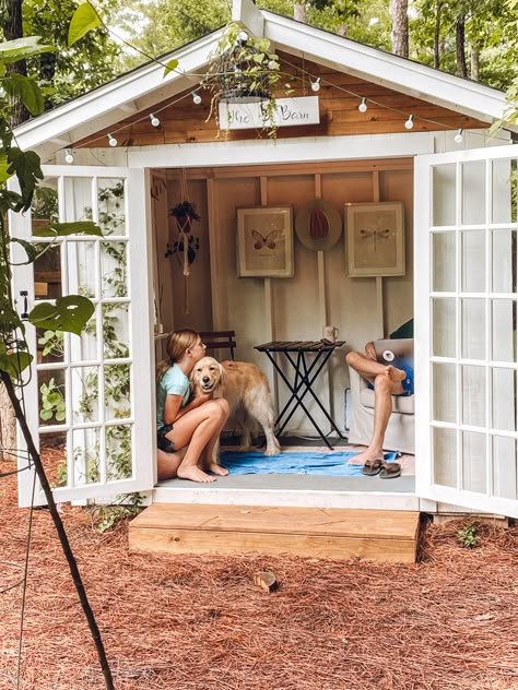 DIY garden shed, she shed built during quarantine She Shed And Storage Ideas, Door Sheds, She Shed Diy Cheap, Diy Shed Makeover, Modern Garden Shed, Diy She Shed Cheap Easy, 10x12 She Shed, Backyard Studio Shed, Diy Garden Shed