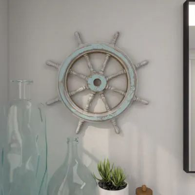 Family Photo Decor, Ship Wheel Decor, Wheel Wall Decor, Art Above Tv, Boat Wall Decor, Sailboat Wall Decor, Wood Ship, Traditional Wreath, Boat Wall