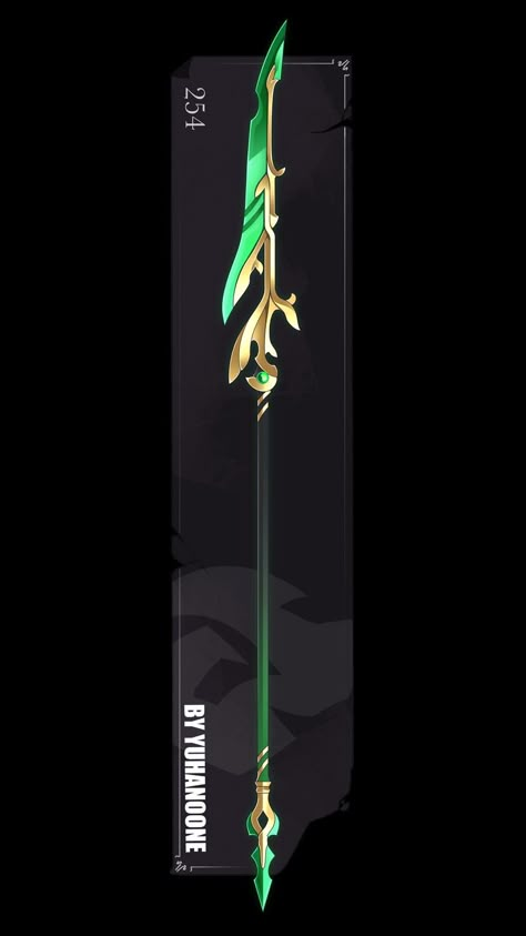 Spear Design Ideas, Fantasy Spear Design, Spear Fantasy Art, Fantasy Spear Concept Design, Spear Designs Art, Primordial Jade Winged Spear, Sci Fi Spear, Fantasy Spear, Elemental Swords