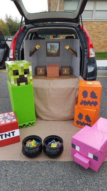 Minecraft trunk or treat. Trunk Or Treat Ideas For Small Cars Easy, Demon Slayer Trunk Or Treat, Zelda Trunk Or Treat Ideas, Transformers Trunk Or Treat, Minecraft Trunk Or Treat Ideas For Cars, 80s Trunk Or Treat, Truck Bed Trunk Or Treat Ideas, Halloween Trunk Or Treat Ideas For Cars, Minecraft Festival