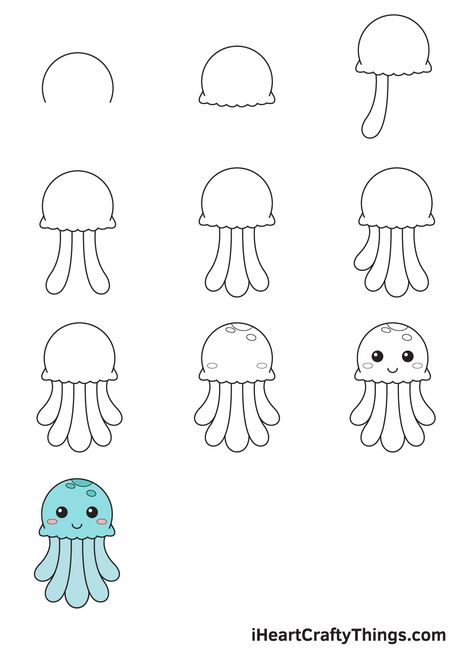 Draw Jellyfish Step By Step, Drawing Steps Easy, Jelly Fish Drawing Easy Step By Step, How To Draw Jelly Fish Step By Step, Draw Jellyfish Easy, Simple Drawing Tutorial Step By Step, Jelly Fish Drawing Sketches Easy, Cute Jellyfish Drawing Easy, How To Draw A Fish Easy